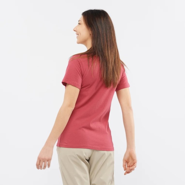 Salomon Outlife Big Logo Short Sleeve Women's T-Shirts Red | CA 10W39
